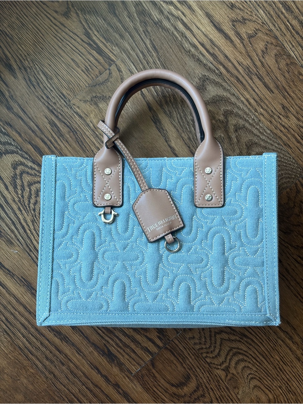 True Religion Denim Horseshoe Mini Tote Crossbody Bag Y2K style